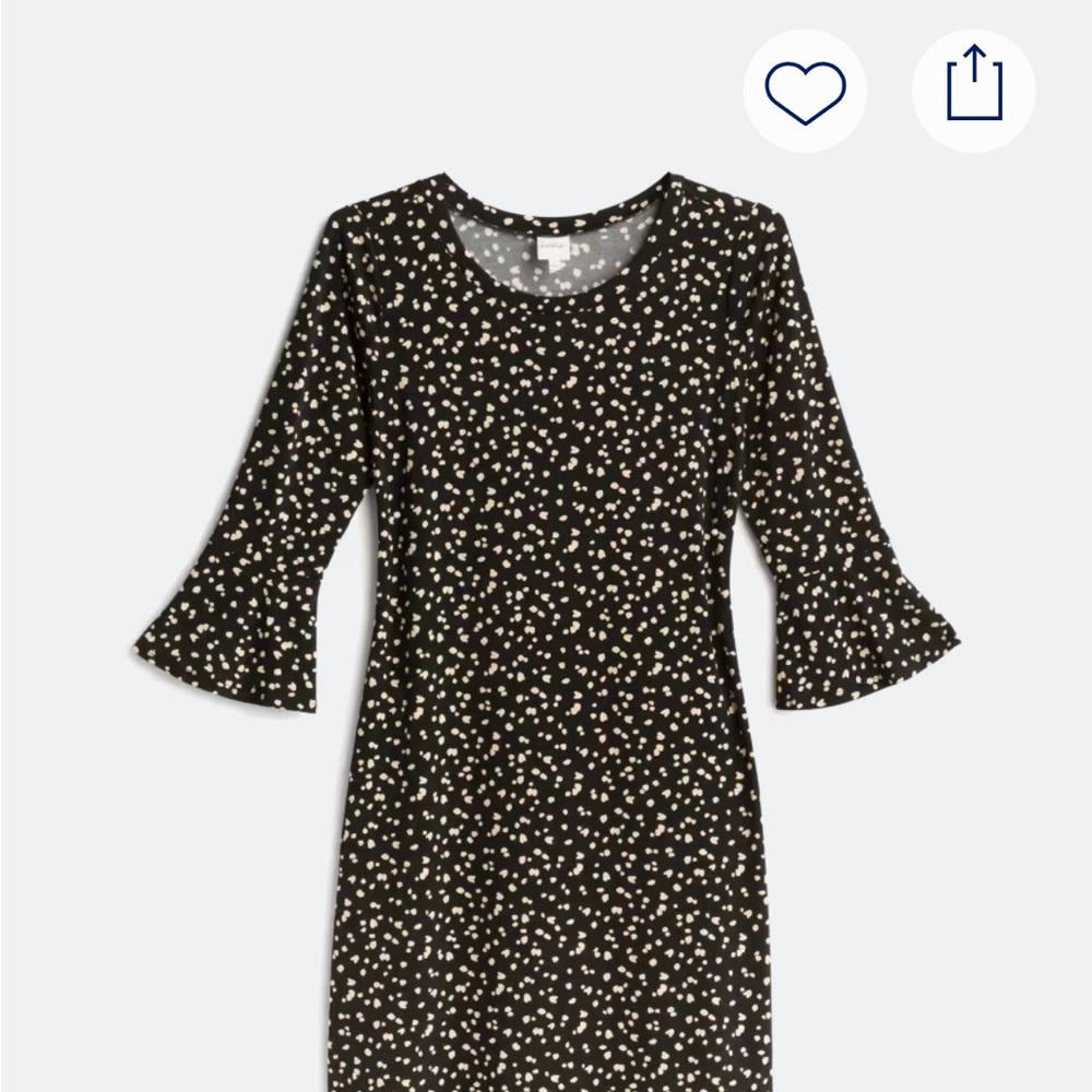 Black Floral Dress with Bell Sleeves